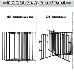 Costway Black 5 Panel Baby Safety Playpen Fireplace Barrier Gate Room Divider - Size: 81.3 x 71.1 x 17.78cm - Wilko - thumbnail 5