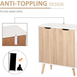 Portland 2 Door 2 Drawer Natural and White Standing Sideboard - Size: 90 x 30 x 72cm - Multi - Wilko - thumbnail 7