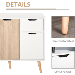 Portland 2 Door 2 Drawer Natural and White Standing Sideboard - Size: 90 x 30 x 72cm - Multi - Wilko - thumbnail 6