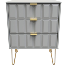 Crowndale Cube 3 Drawer Dusk Grey Chest of Drawers Ready Assembled - Wilko - thumbnail 4