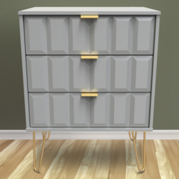 Crowndale Cube 3 Drawer Dusk Grey Chest of Drawers Ready Assembled - Wilko - thumbnail 1