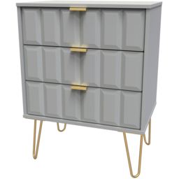 Crowndale Cube 3 Drawer Dusk Grey Chest of Drawers Ready Assembled - Wilko - thumbnail 3