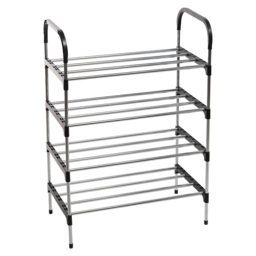 4 Tiers Shoe Rack Storage Rack - Size: 81 x 56 x 26cm - Silver + Black - Living and Home - Wilko - thumbnail 4