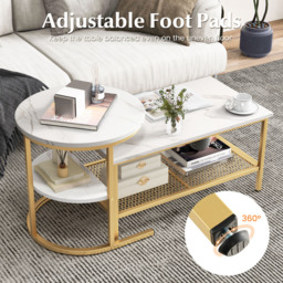 Costway Golden Nest of Tables Set of 2 - Size: 96.5 x 61 x 15.24cm - Wilko - thumbnail 6
