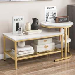 Costway Golden Nest of Tables Set of 2 - Size: 96.5 x 61 x 15.24cm - Wilko