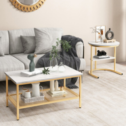 Costway Golden Nest of Tables Set of 2 - Size: 96.5 x 61 x 15.24cm - Wilko - thumbnail 5