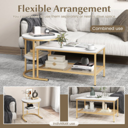 Costway Golden Nest of Tables Set of 2 - Size: 96.5 x 61 x 15.24cm - Wilko - thumbnail 7