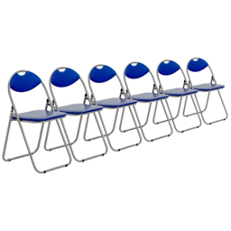 Harbour Housewares Set of 6 Blue and Silver Foldable Padded Chair - Wilko - thumbnail 3