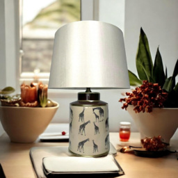 Acacia Home 33cm Ceramic Floral Table Lamp with Fabric Drum Shade - Size: 33 x 17 x 17cm - Multi - Wilko - thumbnail 4