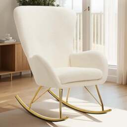 tectake Cream and Gold Swing Rocking Chair - Size: Single - Wilko - thumbnail 1