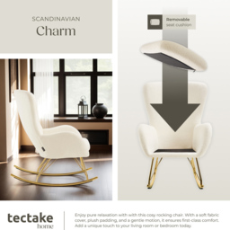 tectake Cream and Gold Swing Rocking Chair - Size: Single - Wilko - thumbnail 6