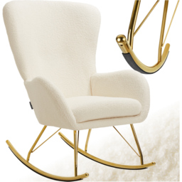 tectake Cream and Gold Swing Rocking Chair - Size: Single - Wilko - thumbnail 3