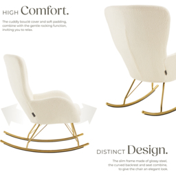 tectake Cream and Gold Swing Rocking Chair - Size: Single - Wilko - thumbnail 4