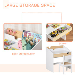 Playful Haven White Kids Desk and Chair Set - Size: 70 x 50 x 75cm - Wilko - thumbnail 6