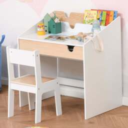 Playful Haven White Kids Desk and Chair Set - Size: 70 x 50 x 75cm - Wilko - thumbnail 1