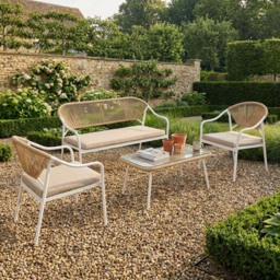 Lillian 4 Seater Sofa Set - Neutral and White - Outdoor Essentials - Wilko