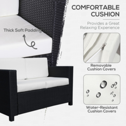 Outsunny 2 Seater Black Rattan Padded Garden Loveseat - Wilko - thumbnail 6