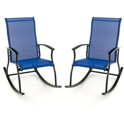 Costway Set of 2 Navy Garden Rocking Chair - Wilko - thumbnail 3