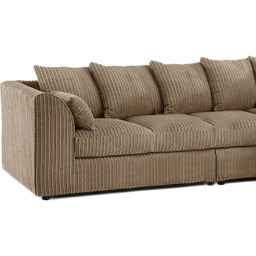 Luxor 4 Seater Coffee Jumbo Cord Right Hand Facing Scatter Back L Shaped Corner Sofa Set - Cream - Wilko - thumbnail 4