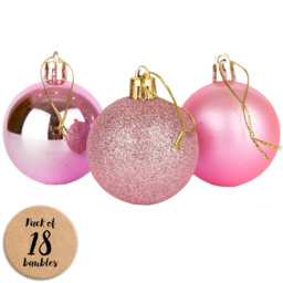Shatchi 5cm Pink Shatterproof Christmas Bauble 18 Pack - Wilko - thumbnail 1
