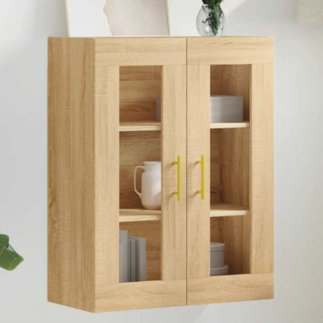 vidaXL 2 Door 3 Shelf Sonoma Oak Wall Mounted Cabinet - Size: 90 x 69.5 x 34cm - Brown - Wilko - image 1