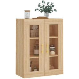 vidaXL 2 Door 3 Shelf Sonoma Oak Wall Mounted Cabinet - Size: 90 x 69.5 x 34cm - Brown - Wilko - thumbnail 4
