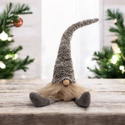 St Helens Fabric Grey Check Hat Santa-Gonk Decoration - Size: 430 x 90 x 90cm - Wilko - thumbnail 3