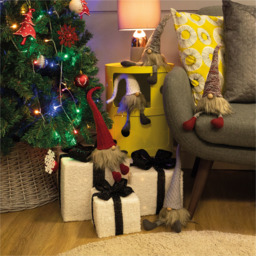 St Helens Fabric Grey Check Hat Santa-Gonk Decoration - Size: 430 x 90 x 90cm - Wilko - thumbnail 7