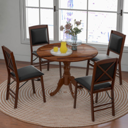 Costway 4 Seater Round Dining Table Walnut - Brown - Wilko - thumbnail 5