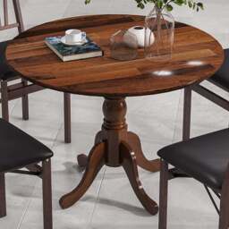 Costway 4 Seater Round Dining Table Walnut - Brown - Wilko - thumbnail 1