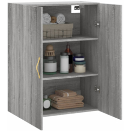 vidaXL 2 Door Grey Sonoma Wall Mounted Cabinet - Size: 90 x 69.5 x 34cm - Wilko - thumbnail 6