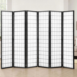Living and Home 6 Panel Black Folding Wooden Privacy Screen - Size: 180 x 270 x 1cm - Wilko - thumbnail 4