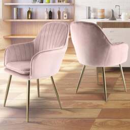 Pair of Muse Accent Chairs in Velvet Upholstery - Pink - Size: 83.5 x 55 x 58cm - Genesis - Wilko - thumbnail 1