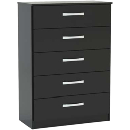 Lynx 5 Drawer Black Chest of Drawers - Birlea - Wilko - thumbnail 3