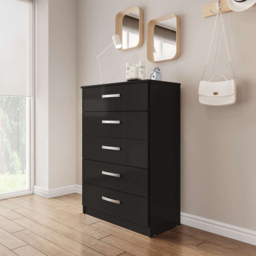 Lynx 5 Drawer Black Chest of Drawers - Birlea - Wilko - thumbnail 4