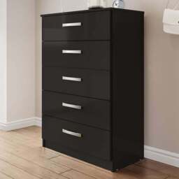 Lynx 5 Drawer Black Chest of Drawers - Birlea - Wilko - thumbnail 1