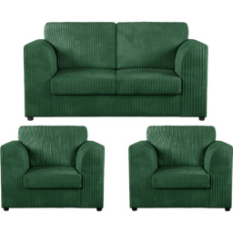 Luxor 4 Seater Green Jumbo Cord Full Back Sofa Suite - Wilko - thumbnail 3