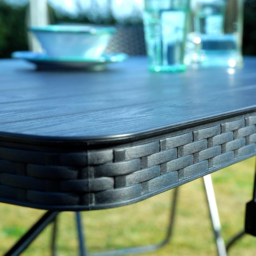 Garden Gear 4 Seater Rattan and Wood Effect Folding Plastic Dining Table Black - Wilko - thumbnail 5