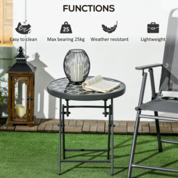 Outsunny Black Glass Top Round Foldable Garden Table - Size: 45 x 45 x 50cm - Wilko - thumbnail 5