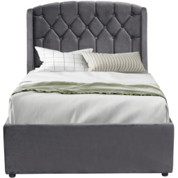 Comfy Living Single Grey Fabric Gaslift Bed Frame with LED Headboard - Wilko - thumbnail 3