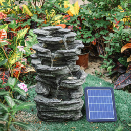 Living and Home Solar Grey Rockery Water Fountain with LED Lights - Black - Wilko - thumbnail 3