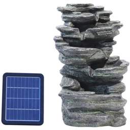 Living and Home Solar Grey Rockery Water Fountain with LED Lights - Black - Wilko