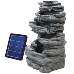 Living and Home Solar Grey Rockery Water Fountain with LED Lights - Black - Wilko - thumbnail 4
