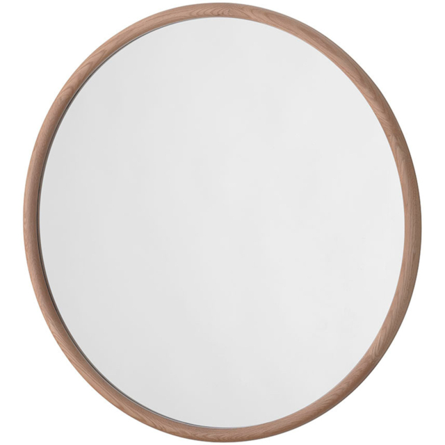 Yearn Solid Oak Round Wall Mirror 90cm - Brown - Wilko - image 1
