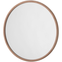 Yearn Solid Oak Round Wall Mirror 90cm - Brown - Wilko - thumbnail 1