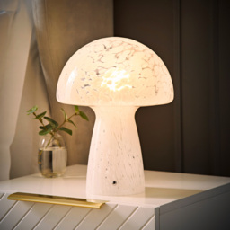 ValueLights Beau White Confetti Mushroom Glass LED Table Lamp - Size: 28 x 22 x 22cm - Wilko - thumbnail 3