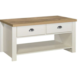 Highgate 2 Drawer Cream and Oak Coffee Table - Size: 53 x 99 x 50cm - White - Birlea - Wilko - thumbnail 5
