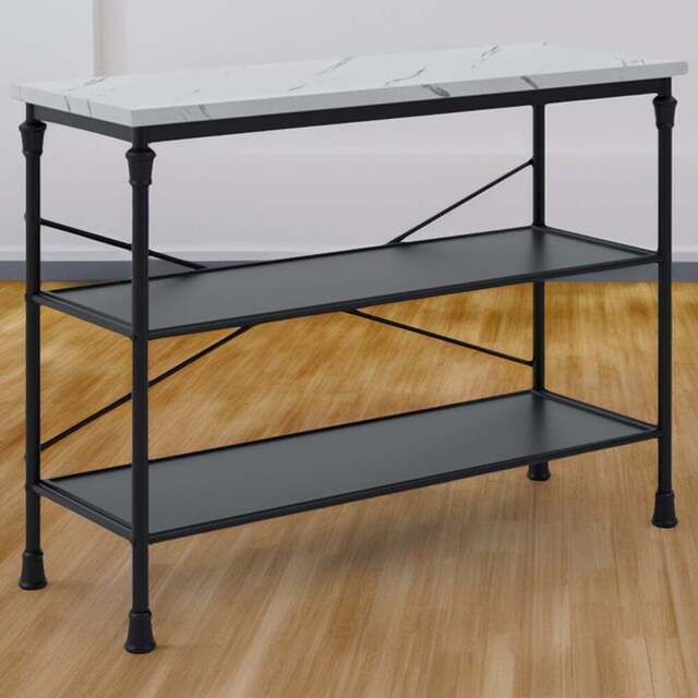 Fairmont 2 Shelf Black and White Marble Effect Console Table - Size: 800 x 1100 x 400cm - LPD Home - Wilko - image 1
