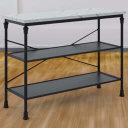 Fairmont 2 Shelf Black and White Marble Effect Console Table - Size: 800 x 1100 x 400cm - LPD Home - Wilko