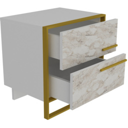 Decorotika Polka 2 Drawer White Marble Effect and Gold Bedside Table - Multi - Wilko - thumbnail 4